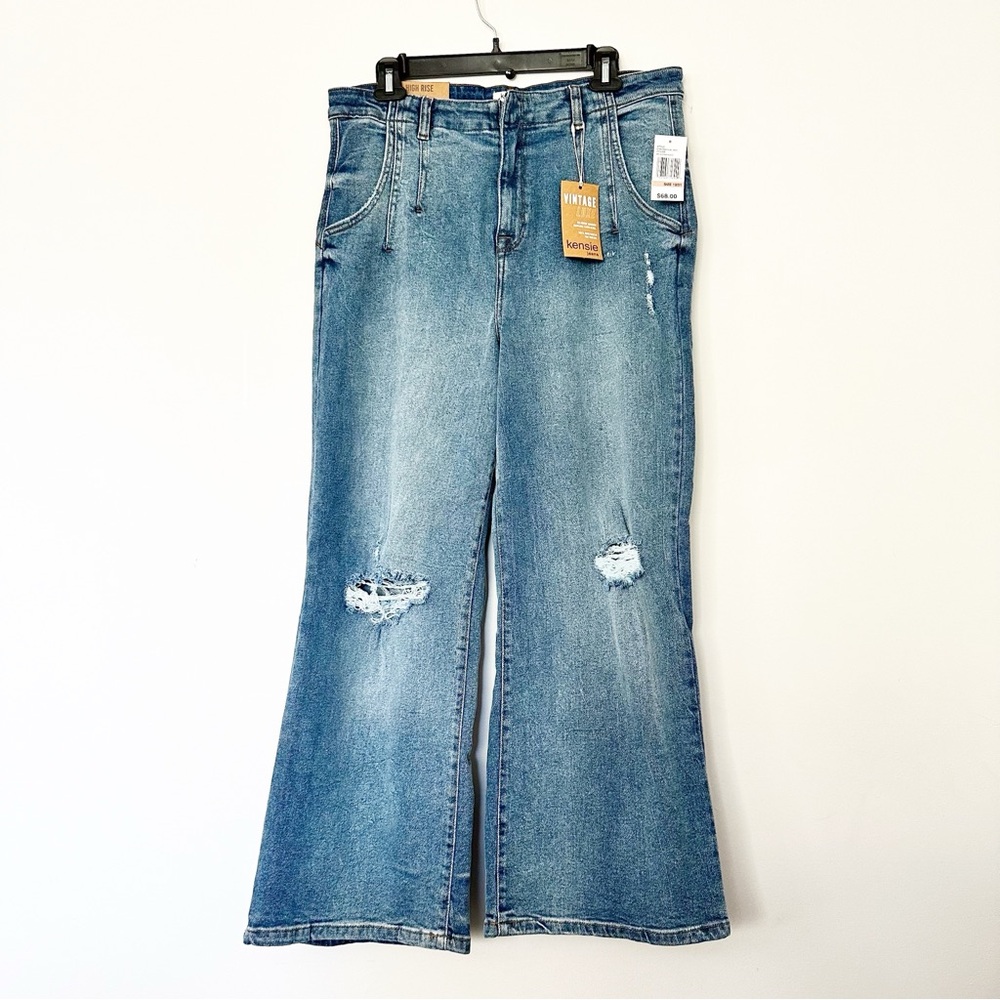 Kensie Jeans Vintage Luxe The Kaya Wide Leg High Rise Distressed 12/31
